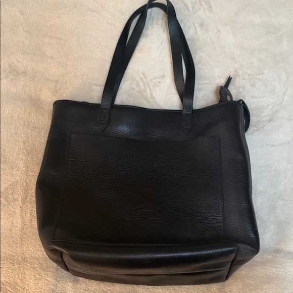 Madewell Black Leather Tote Bag - Picture 1 of 6